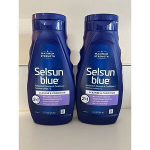 Selsun Blue Dandruff Shampoo 2 in 1 Treatment Cleans & Condition 11oz lot of 2